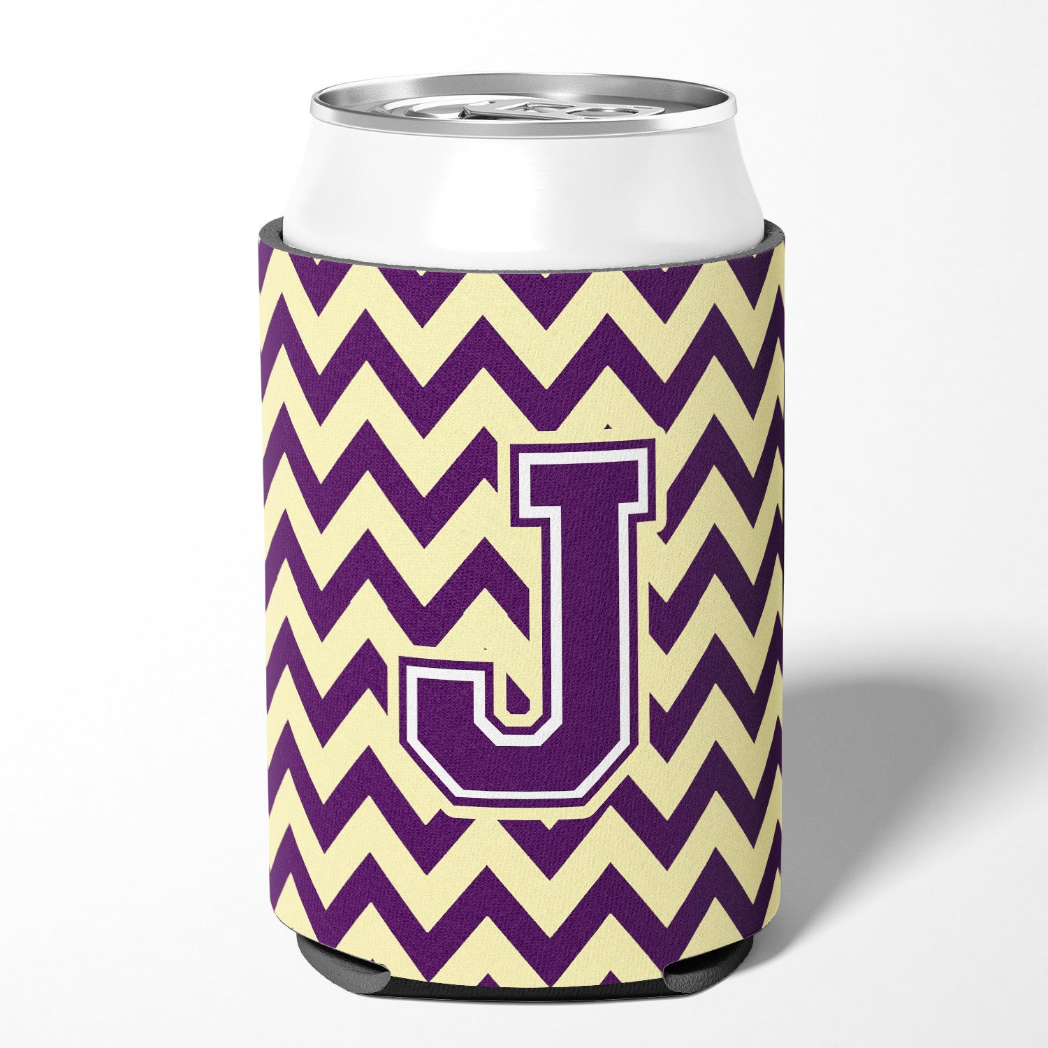 Letter J Chevron Purple and Gold Can or Bottle Hugger CJ1058-JCC.