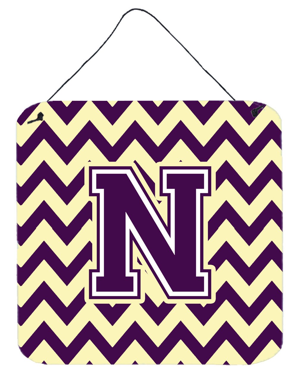 Letter N Chevron Purple and Gold Wall or Door Hanging Prints CJ1058-NDS66 by Caroline's Treasures