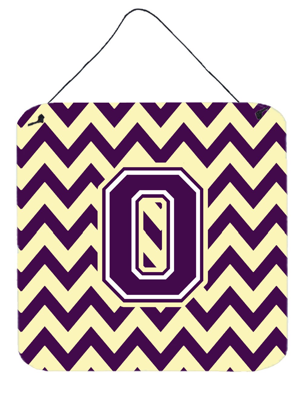Letter O Chevron Purple and Gold Wall or Door Hanging Prints CJ1058-ODS66 by Caroline's Treasures
