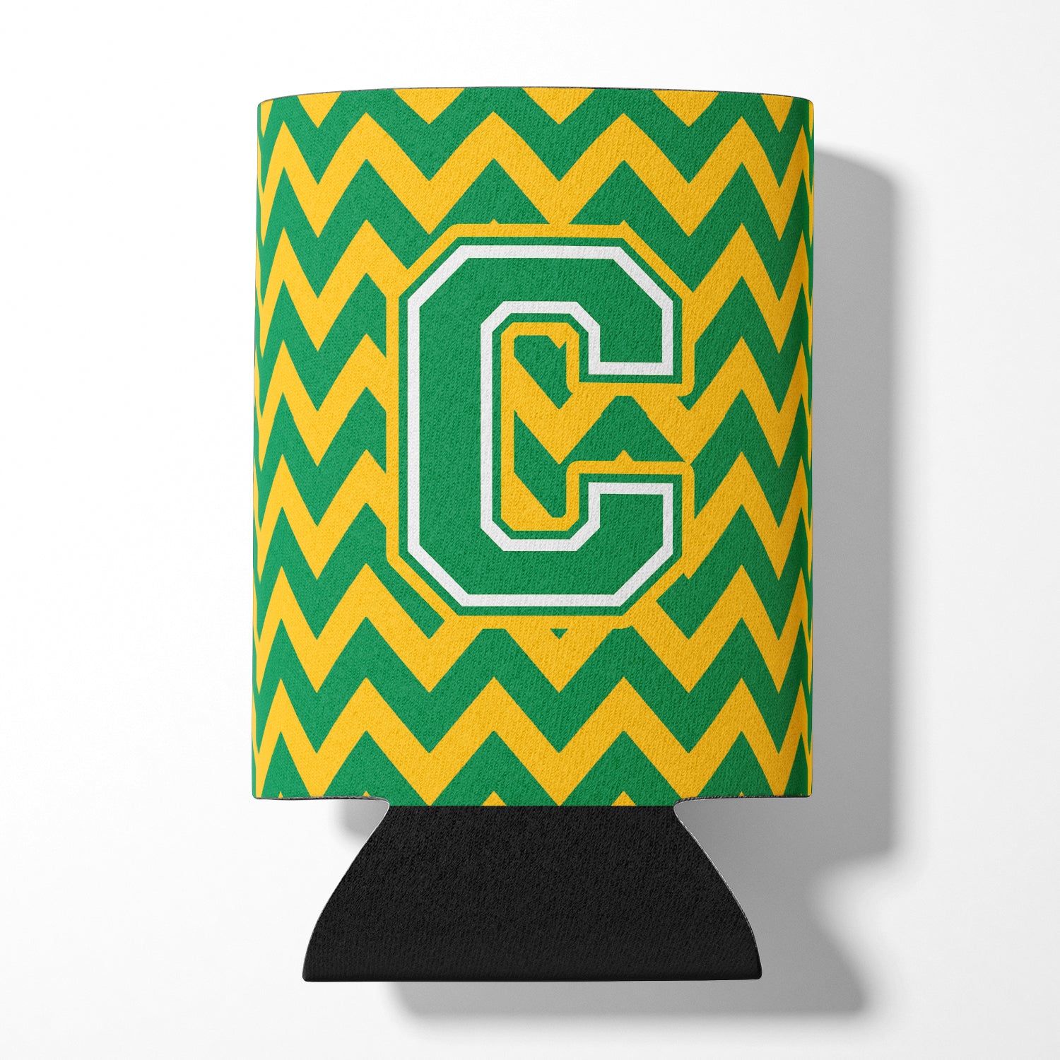 Letter C Chevron Green and Gold Can or Bottle Hugger CJ1059-CCC.