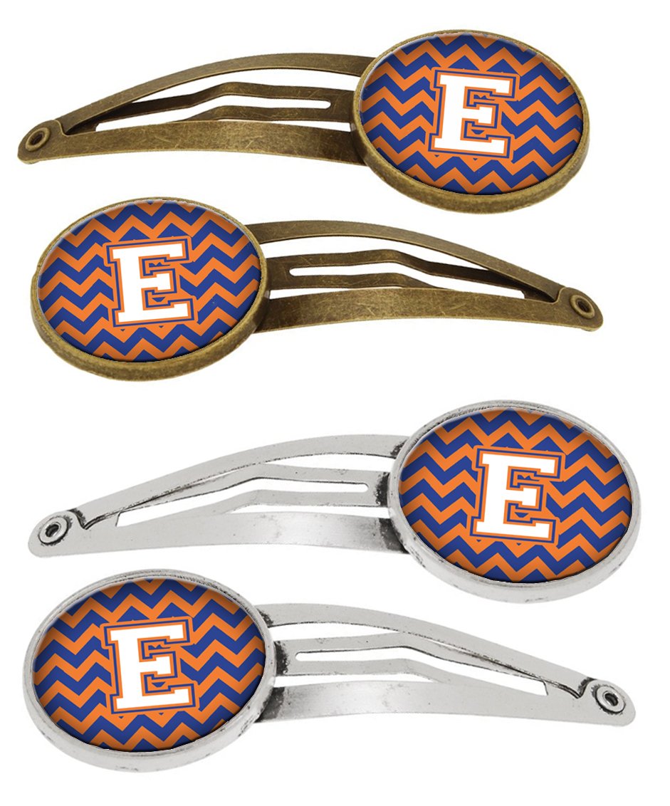 Letter E Chevron Blue and Orange #3 Set of 4 Barrettes Hair Clips CJ1060-EHCS4 by Caroline's Treasures