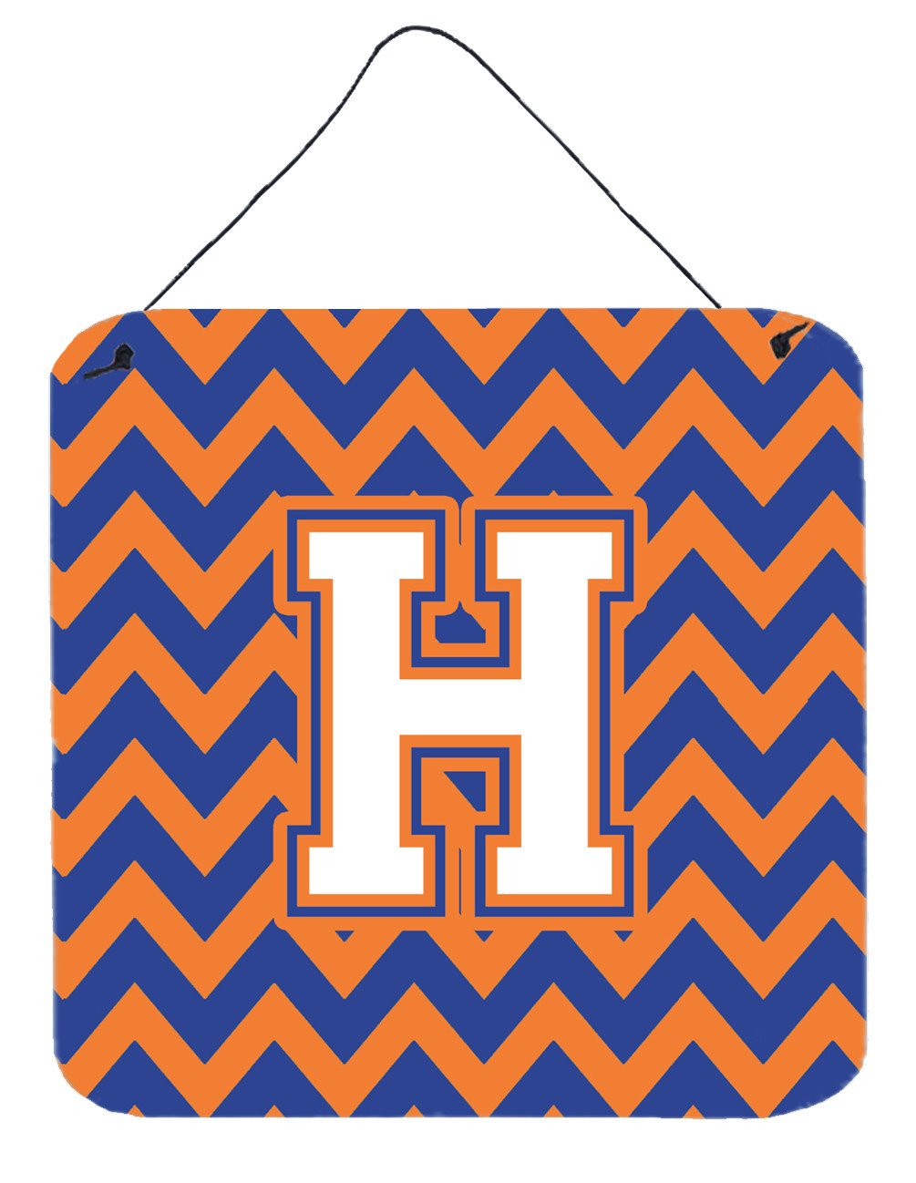Letter H Chevron Blue and Orange #3 Wall or Door Hanging Prints CJ1060-HDS66 by Caroline's Treasures