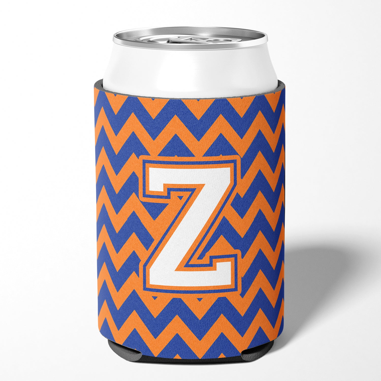 Letter Z Chevron Blue and Orange #3 Can or Bottle Hugger CJ1060-ZCC.