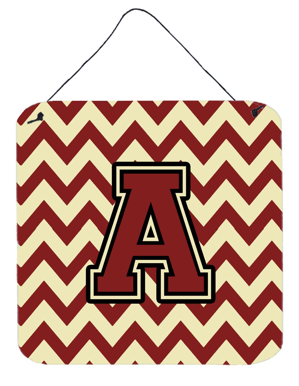 Letter A Chevron Maroon and Gold Wall or Door Hanging Prints CJ1061-ADS66 by Caroline's Treasures