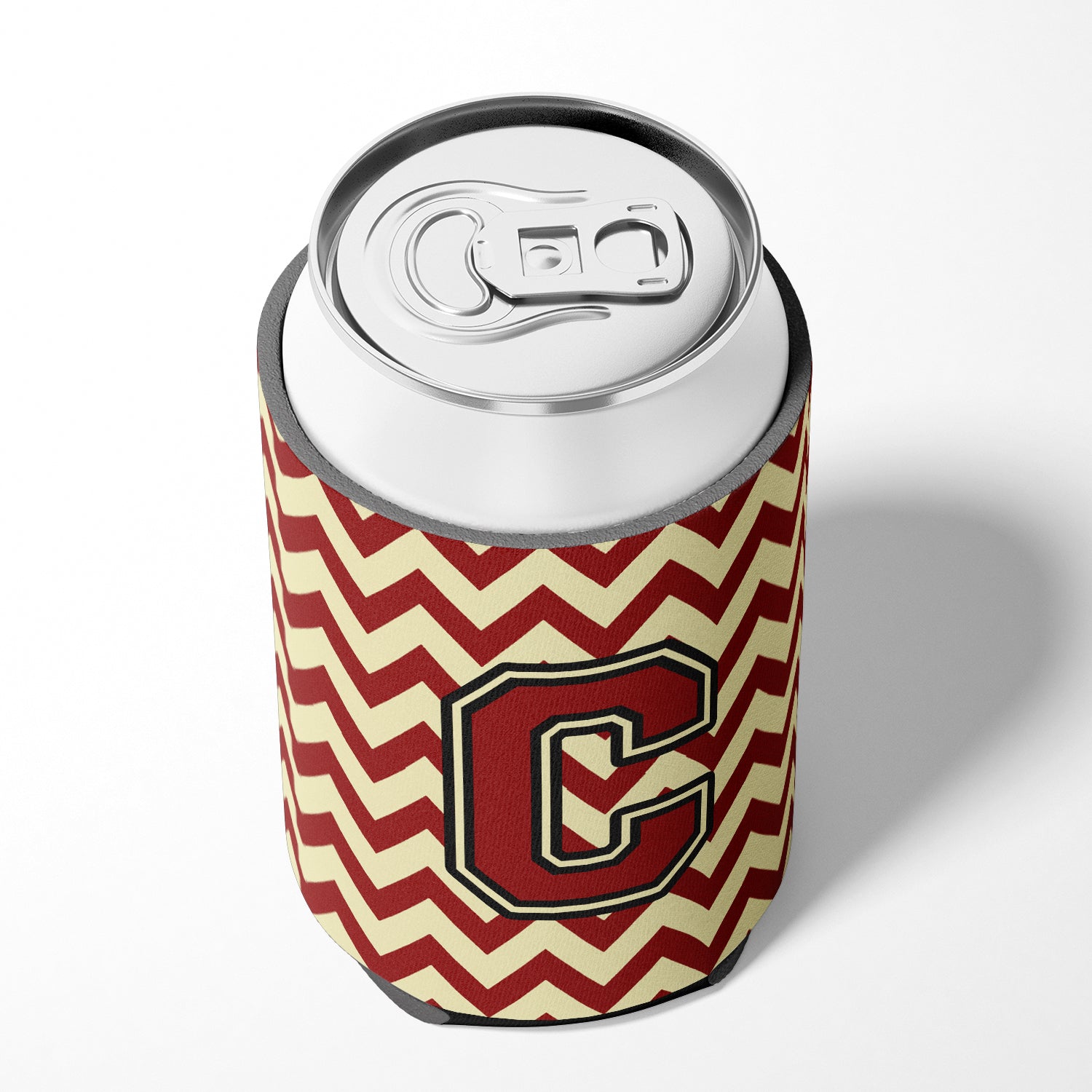 Letter C Chevron Maroon and Gold Can or Bottle Hugger CJ1061-CCC.