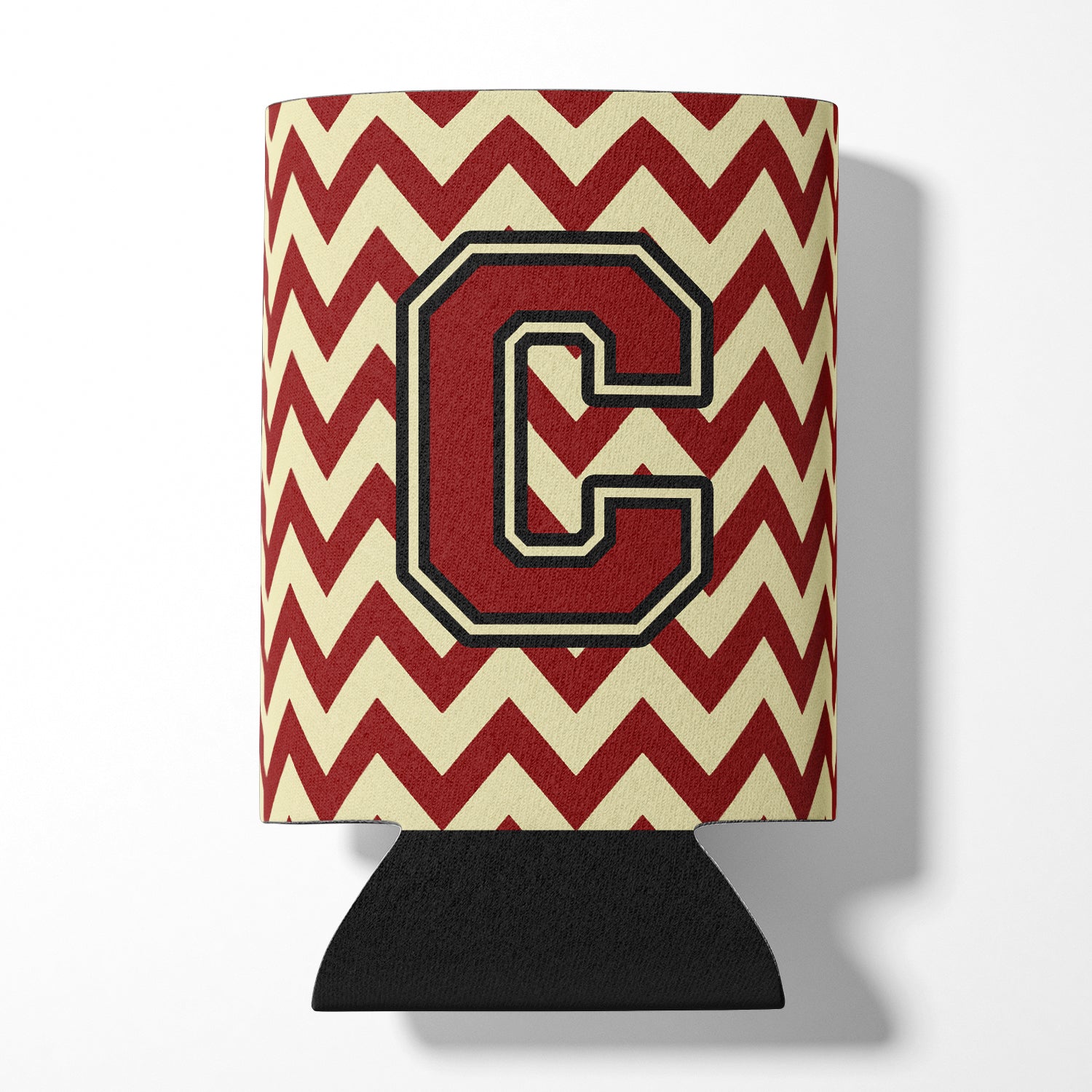 Letter C Chevron Maroon and Gold Can or Bottle Hugger CJ1061-CCC.