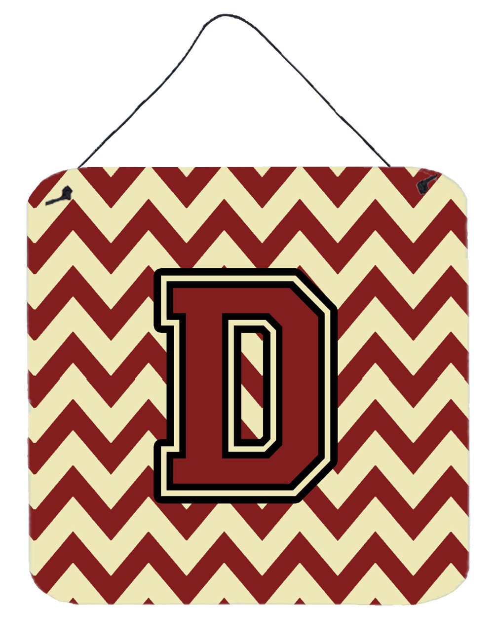 Letter D Chevron Maroon and Gold Wall or Door Hanging Prints CJ1061-DDS66 by Caroline's Treasures