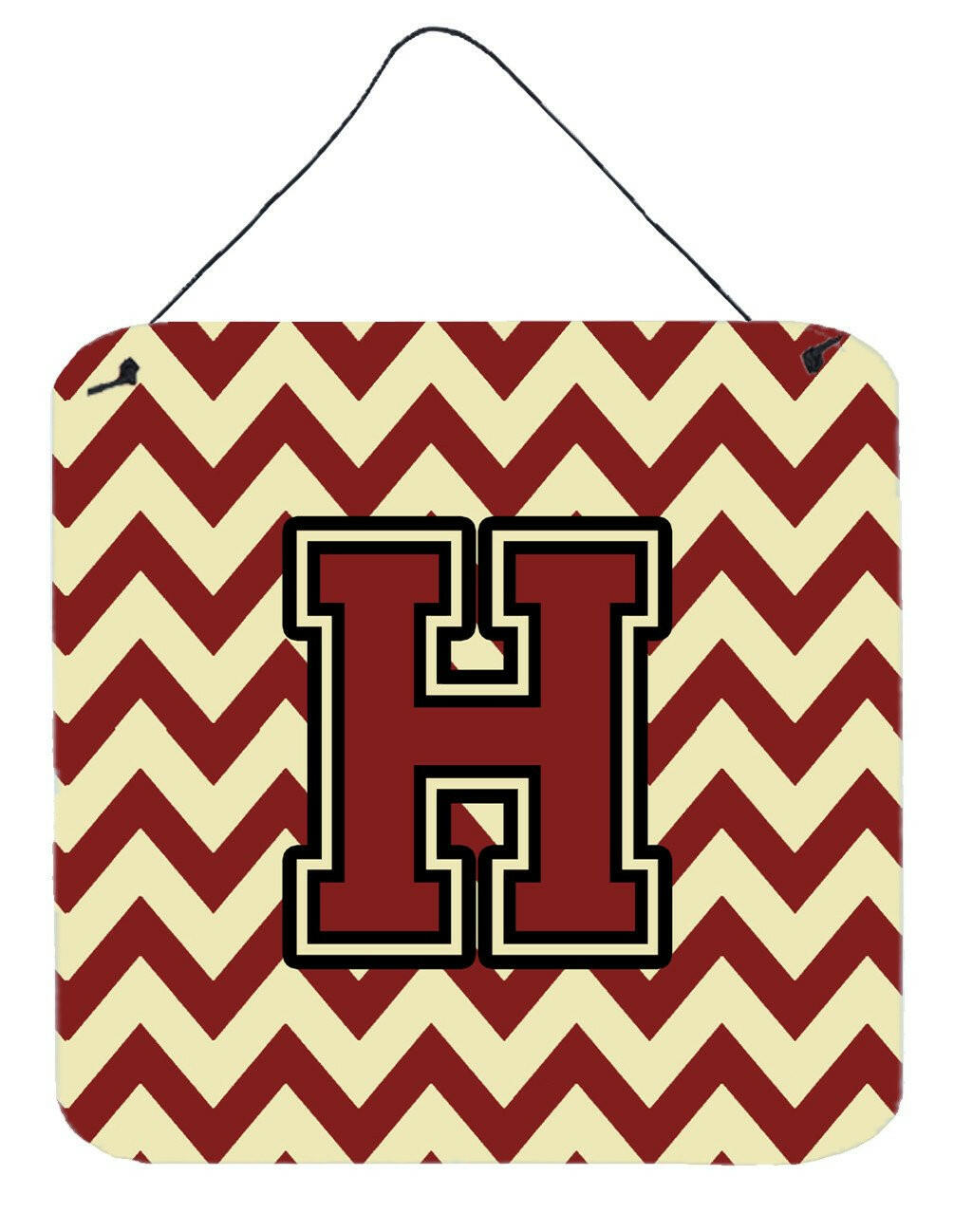 Letter H Chevron Maroon and Gold Wall or Door Hanging Prints CJ1061-HDS66 by Caroline's Treasures