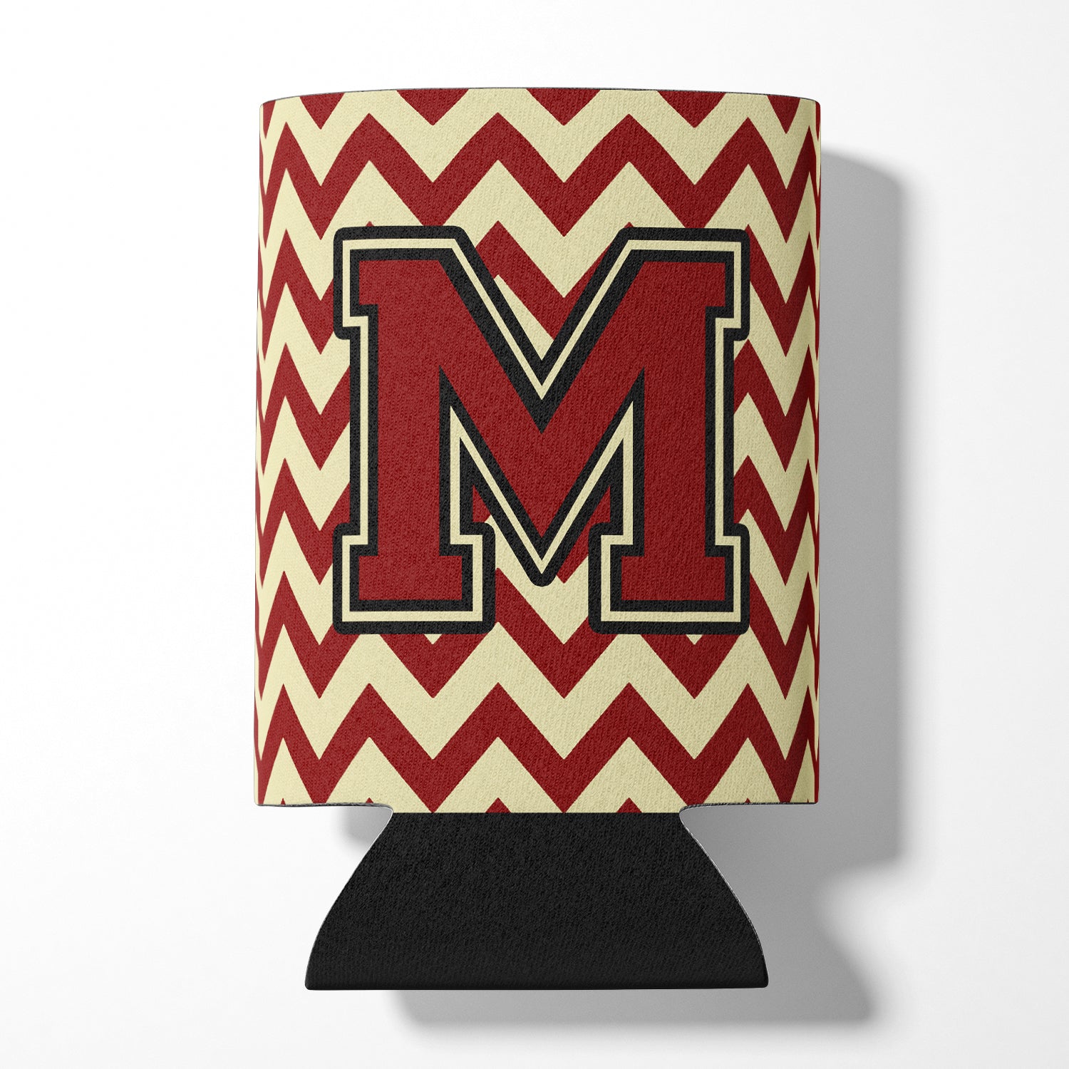 Letter M Chevron Maroon and Gold Can or Bottle Hugger CJ1061-MCC.