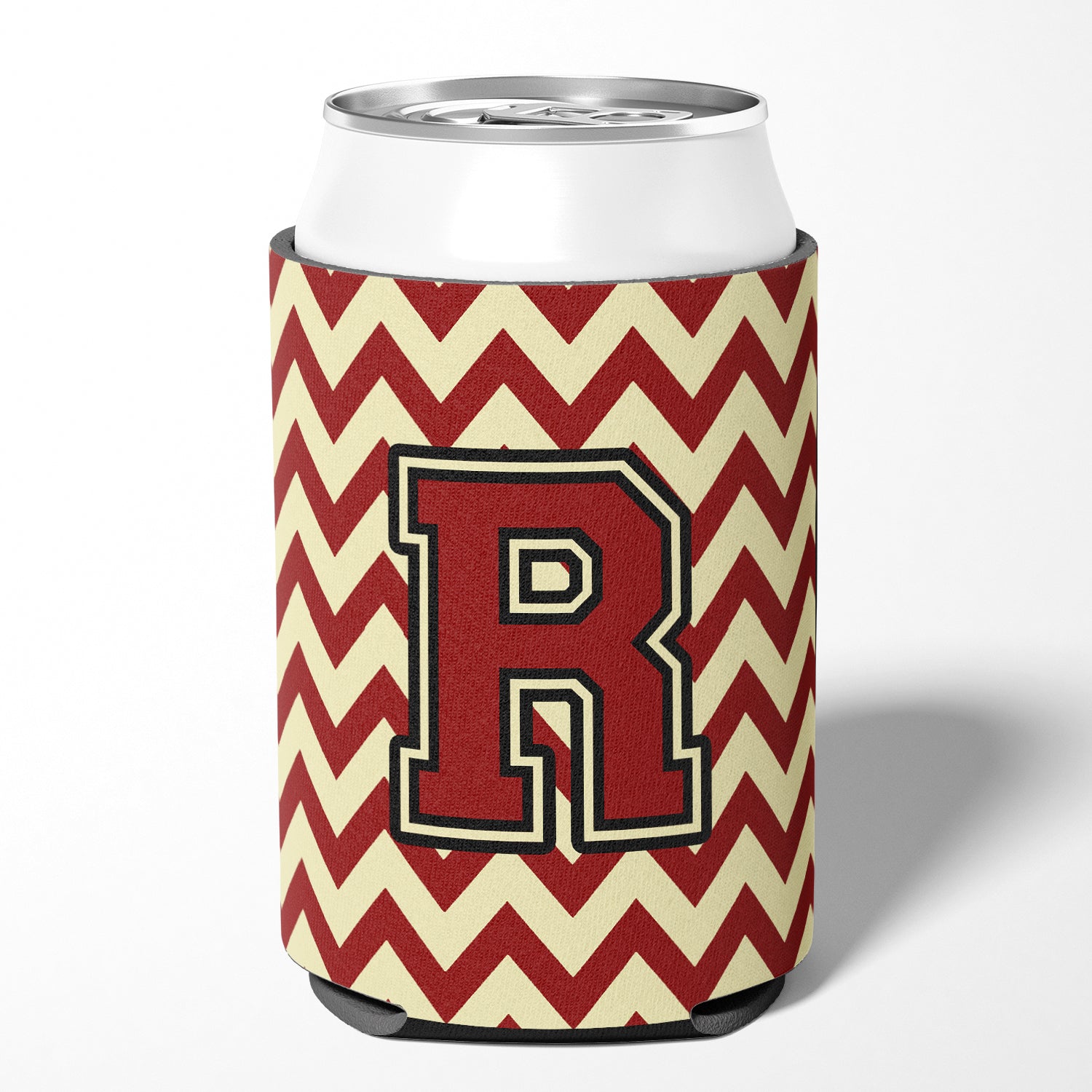 Letter R Chevron Maroon and Gold Can or Bottle Hugger CJ1061-RCC.
