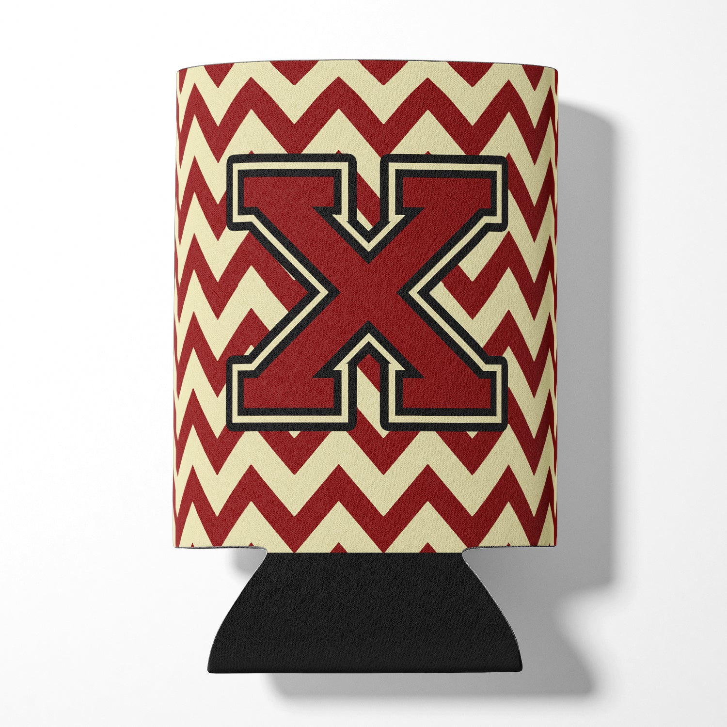 Letter X Chevron Maroon and Gold Can or Bottle Hugger CJ1061-XCC.