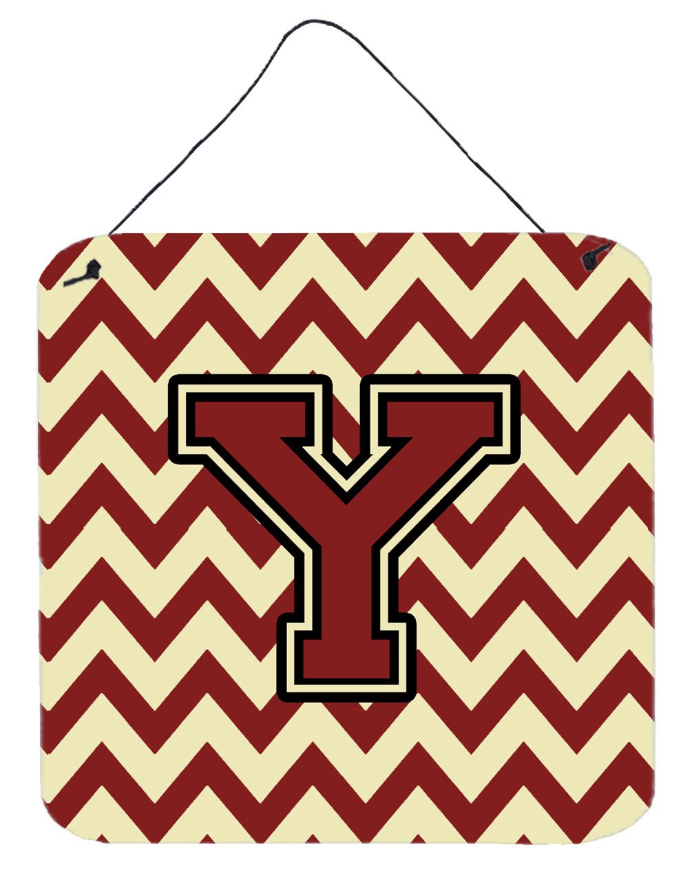 Letter Y Chevron Maroon and Gold Wall or Door Hanging Prints CJ1061-YDS66 by Caroline's Treasures