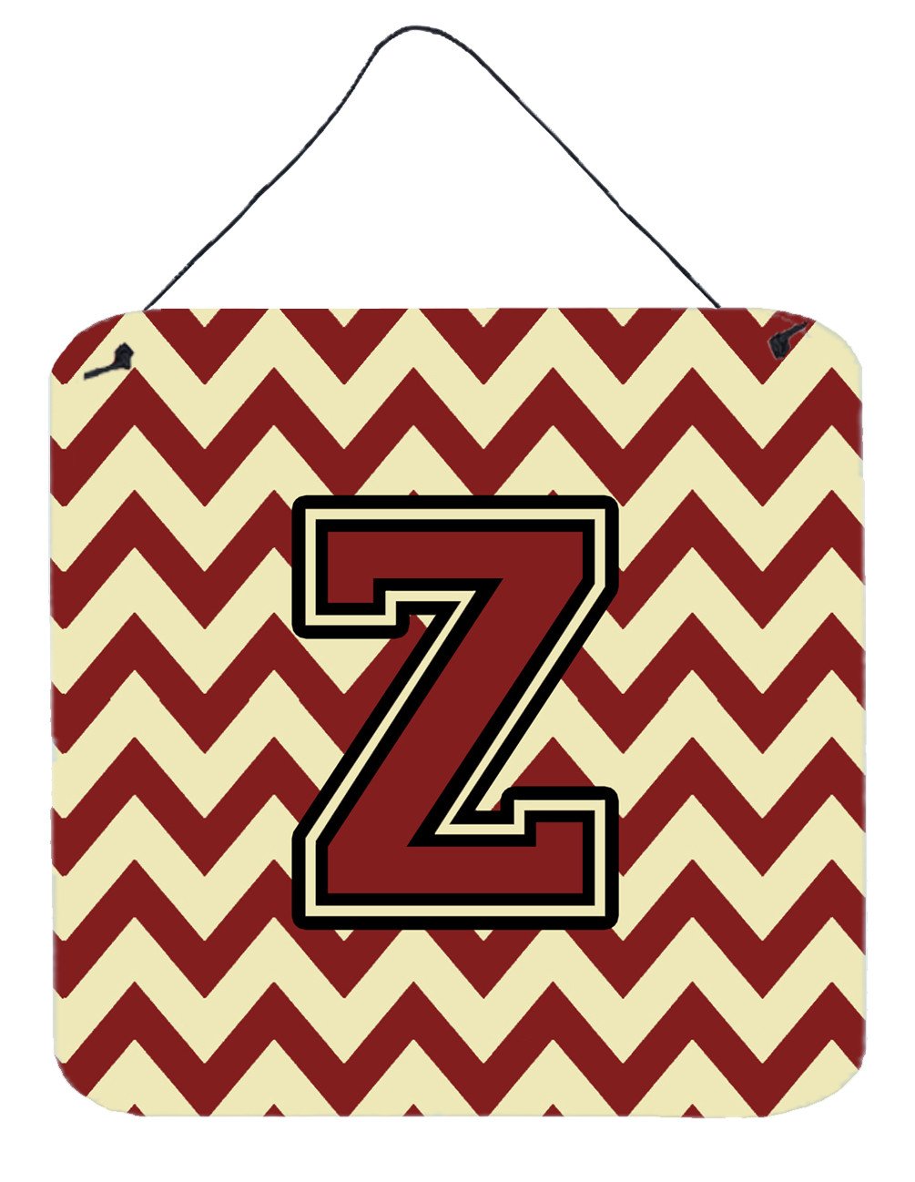 Letter Z Chevron Maroon and Gold Wall or Door Hanging Prints CJ1061-ZDS66 by Caroline's Treasures