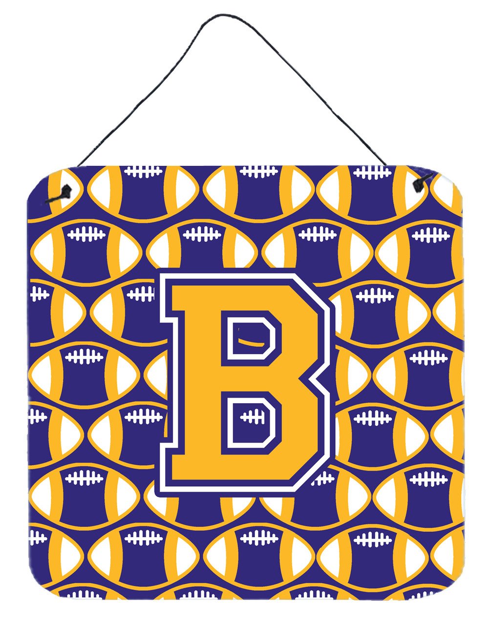 Letter B Football Purple and Gold Wall or Door Hanging Prints CJ1064-BDS66 by Caroline's Treasures