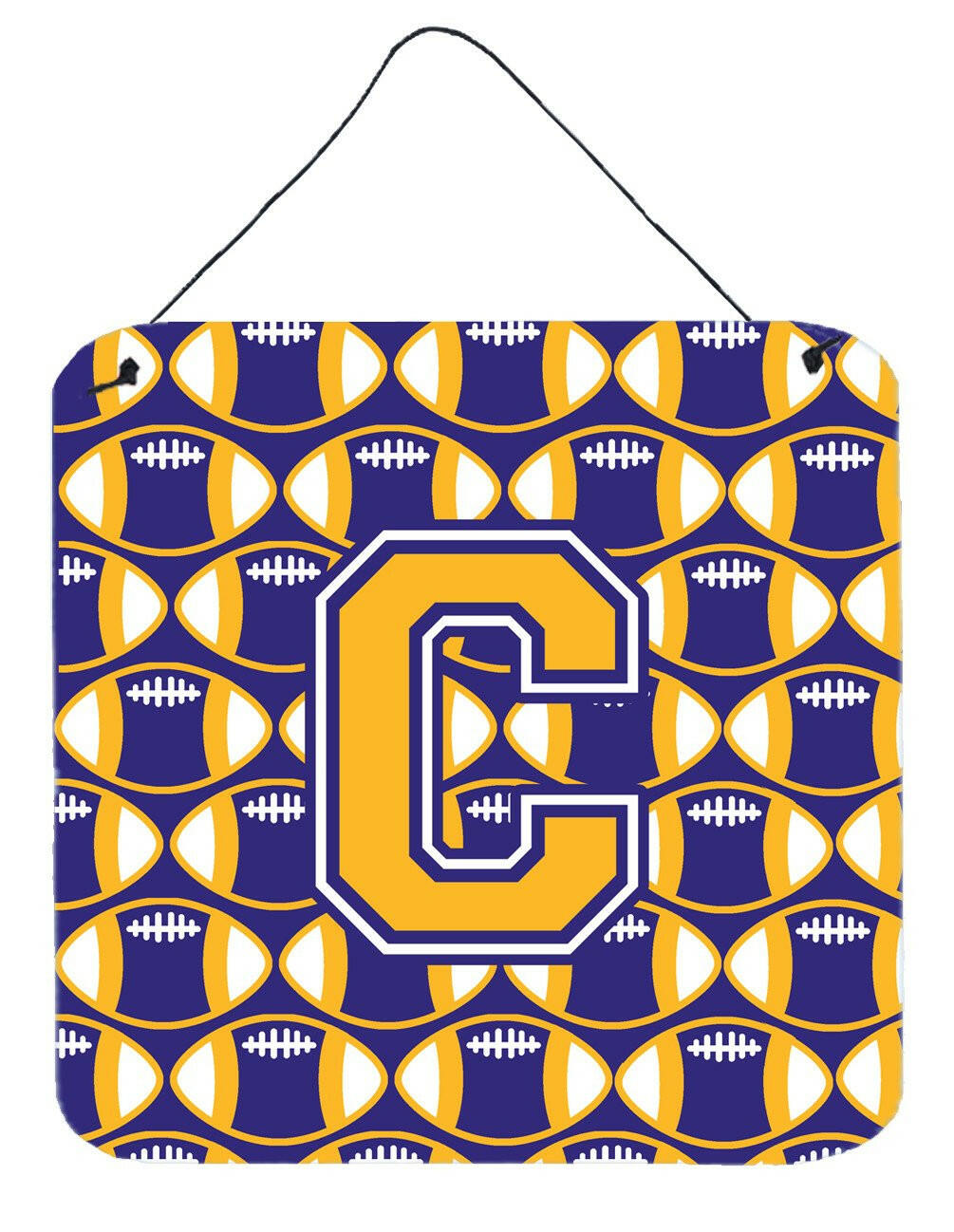 Letter C Football Purple and Gold Wall or Door Hanging Prints CJ1064-CDS66 by Caroline's Treasures