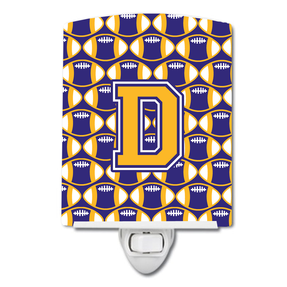 Letter D Football Purple and Gold Ceramic Night Light CJ1064-DCNL - the-store.com