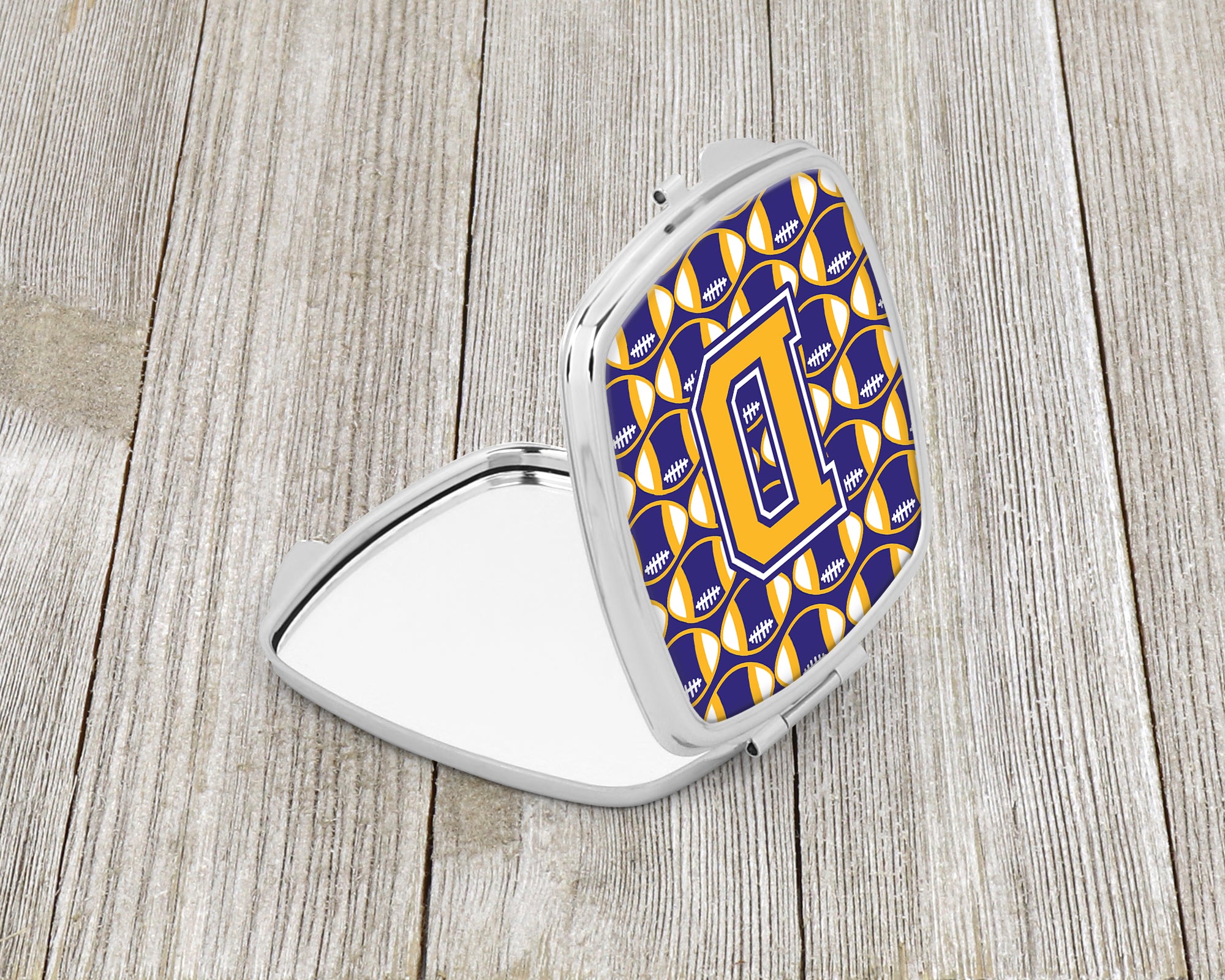Letter D Football Purple and Gold Compact Mirror CJ1064-DSCM