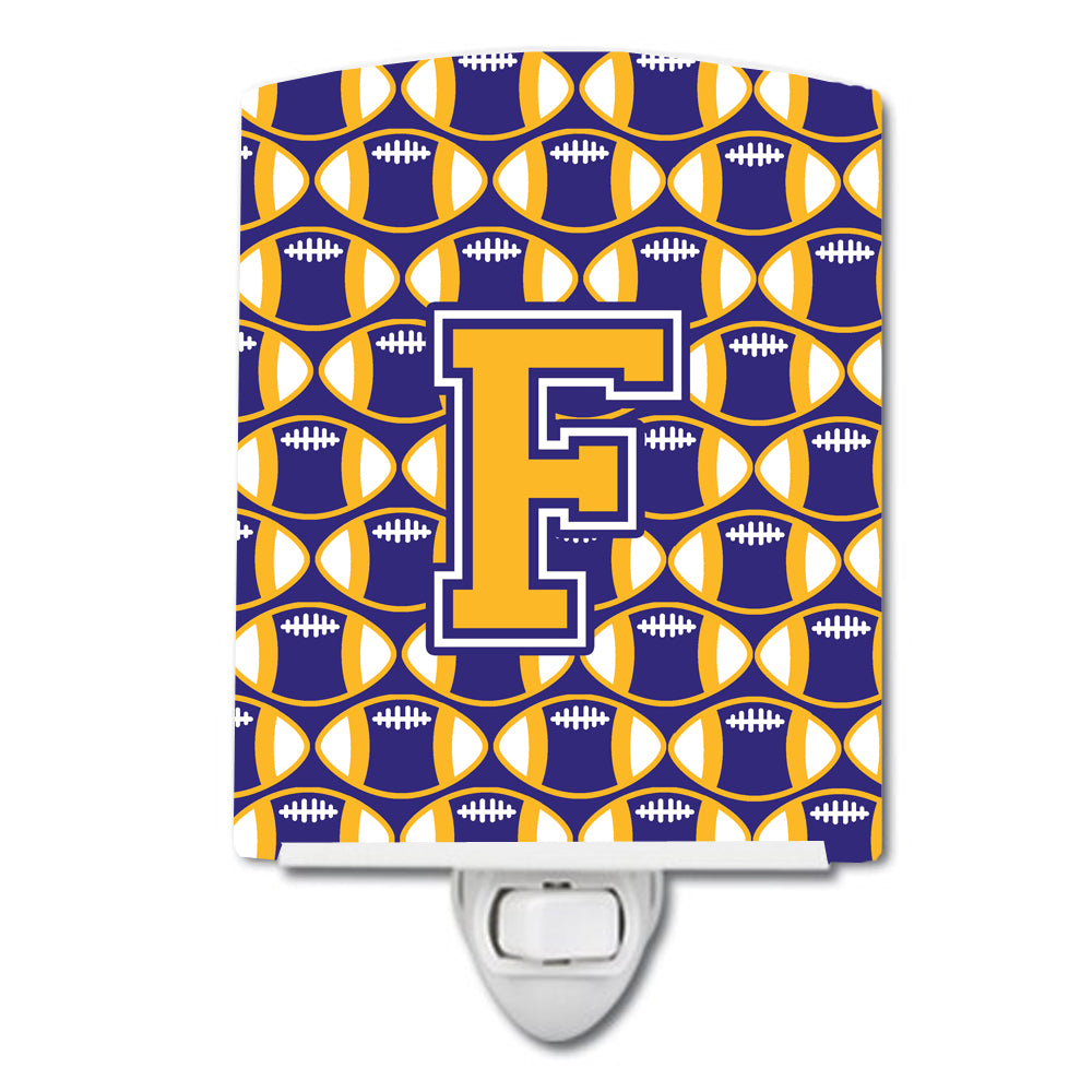 Letter F Football Purple and Gold Ceramic Night Light CJ1064-FCNL - the-store.com
