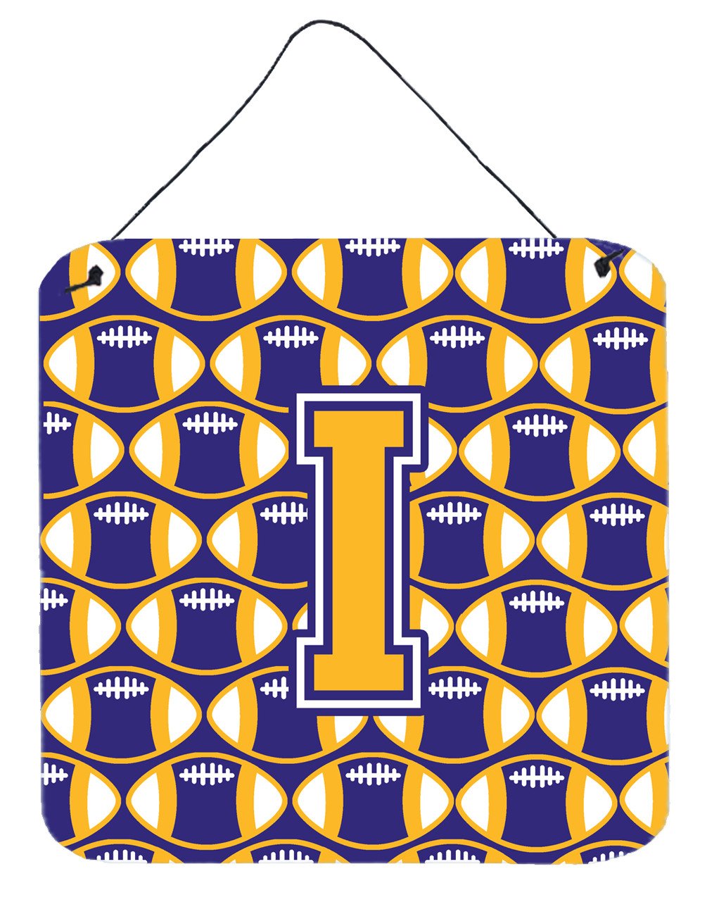 Letter I Football Purple and Gold Wall or Door Hanging Prints CJ1064-IDS66 by Caroline's Treasures