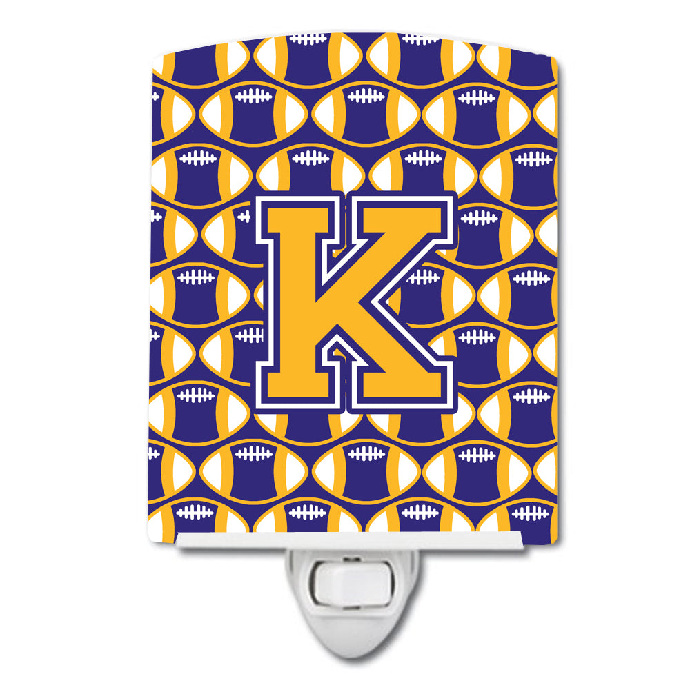 Letter K Football Purple and Gold Ceramic Night Light CJ1064-KCNL - the-store.com