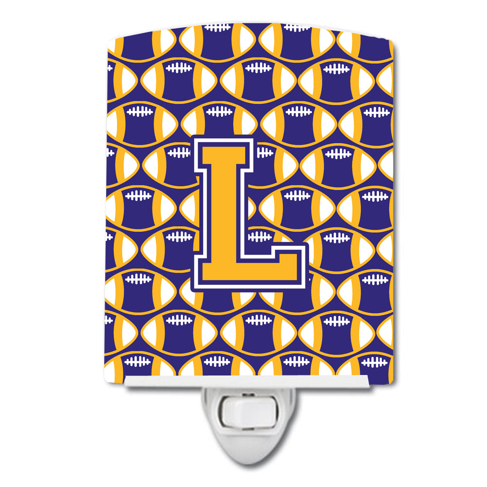 Letter L Football Purple and Gold Ceramic Night Light CJ1064-LCNL - the-store.com