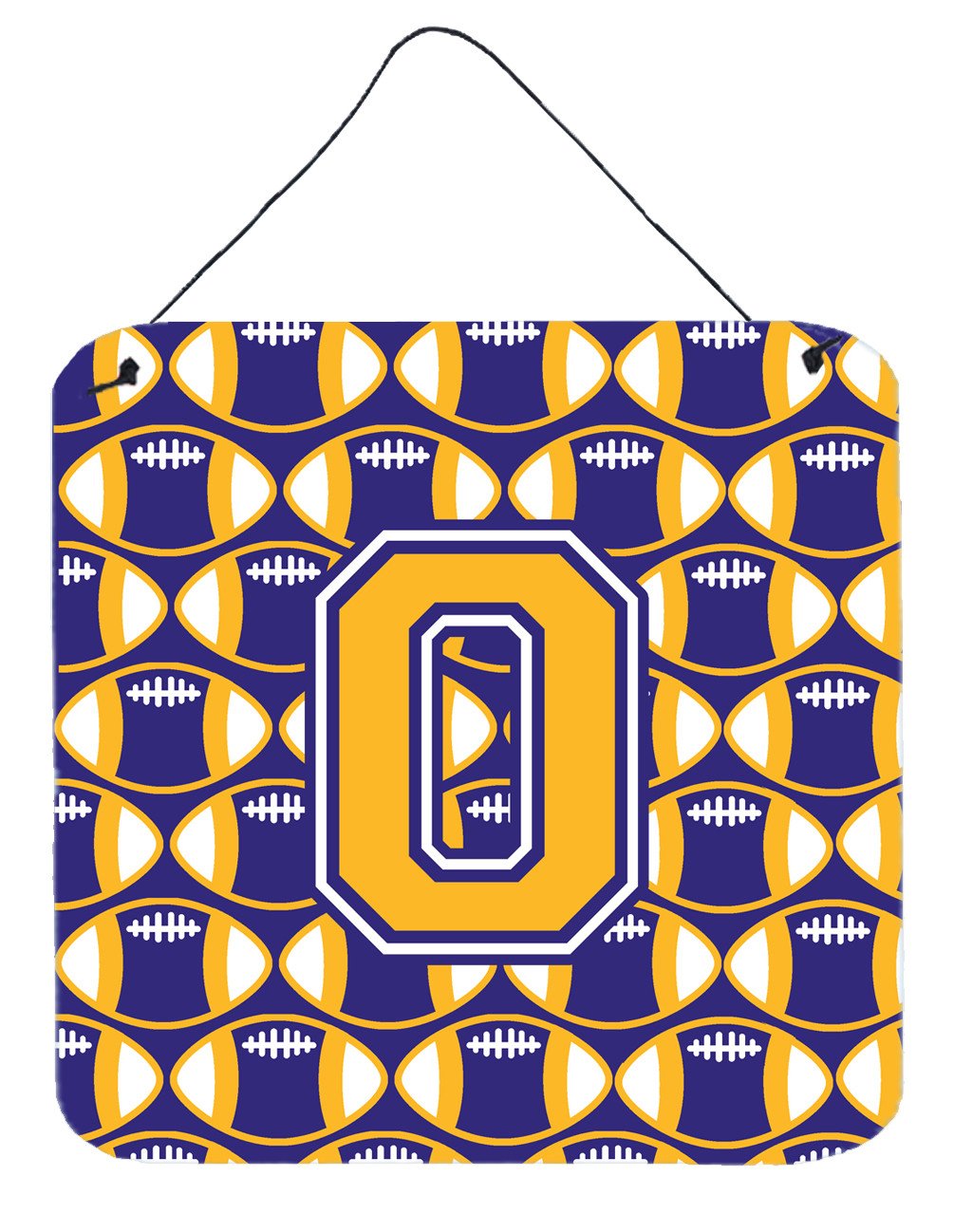 Letter O Football Purple and Gold Wall or Door Hanging Prints CJ1064-ODS66 by Caroline's Treasures