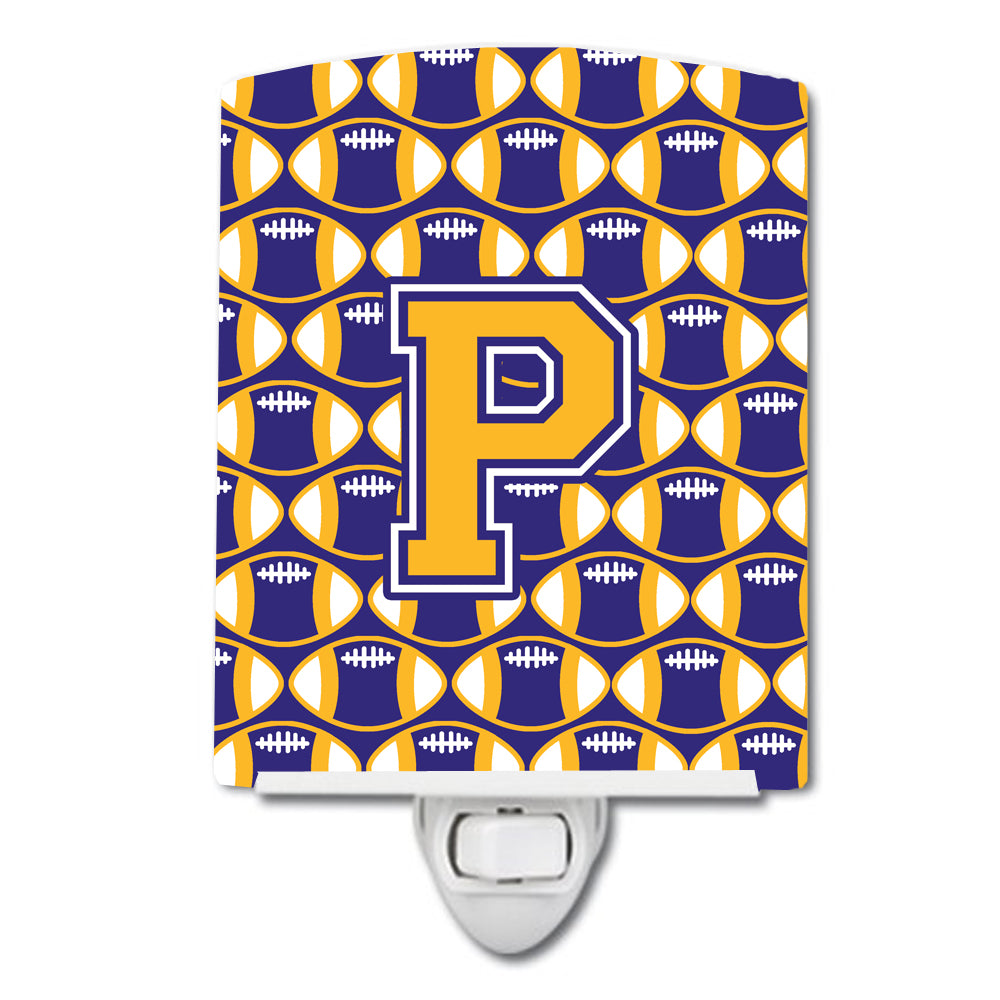 Letter P Football Purple and Gold Ceramic Night Light CJ1064-PCNL - the-store.com