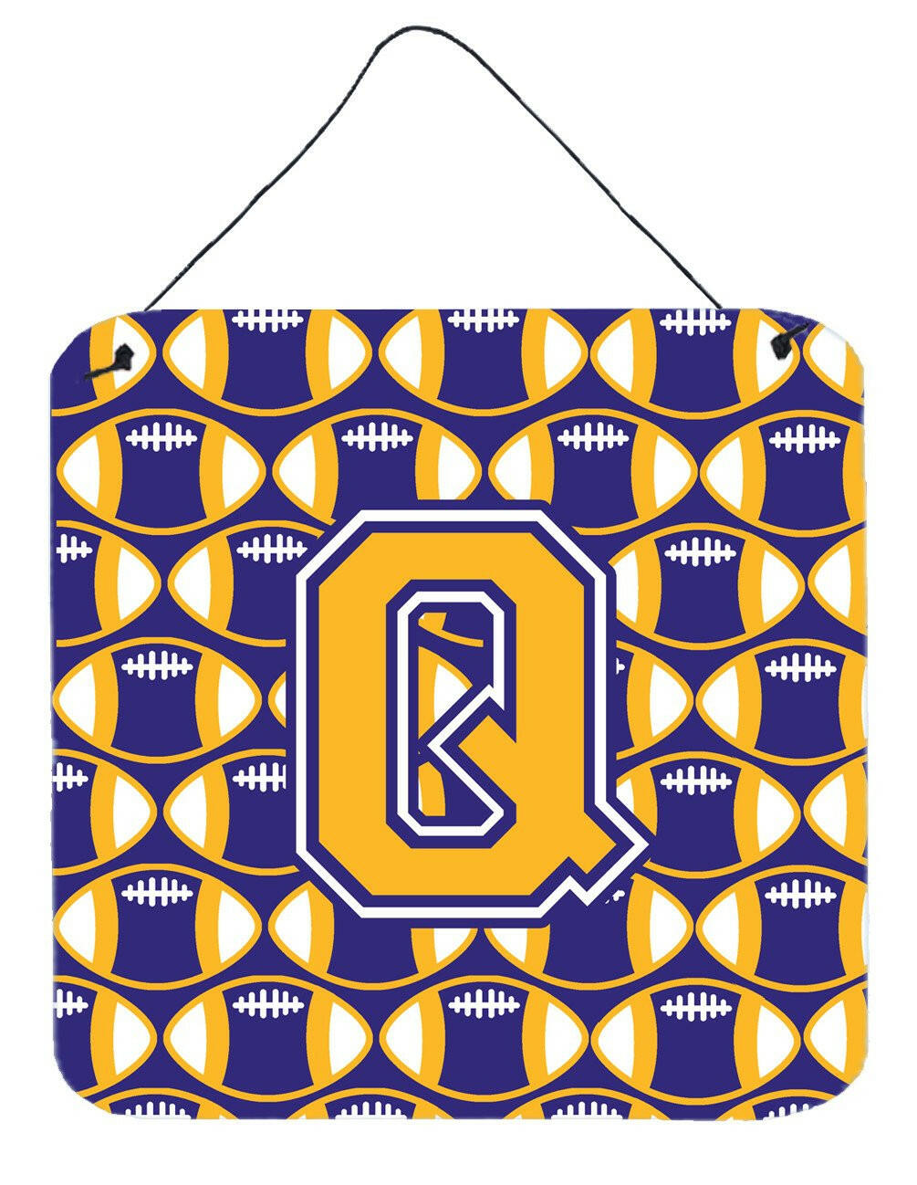 Letter Q Football Purple and Gold Wall or Door Hanging Prints CJ1064-QDS66 by Caroline's Treasures