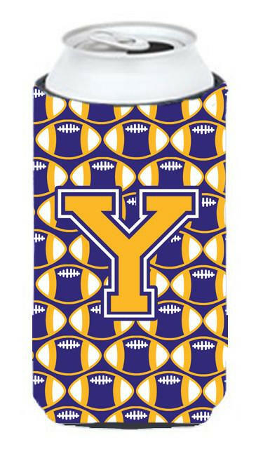 Letter Y Football Purple and Gold Tall Boy Beverage Insulator Hugger CJ1064-YTBC by Caroline's Treasures