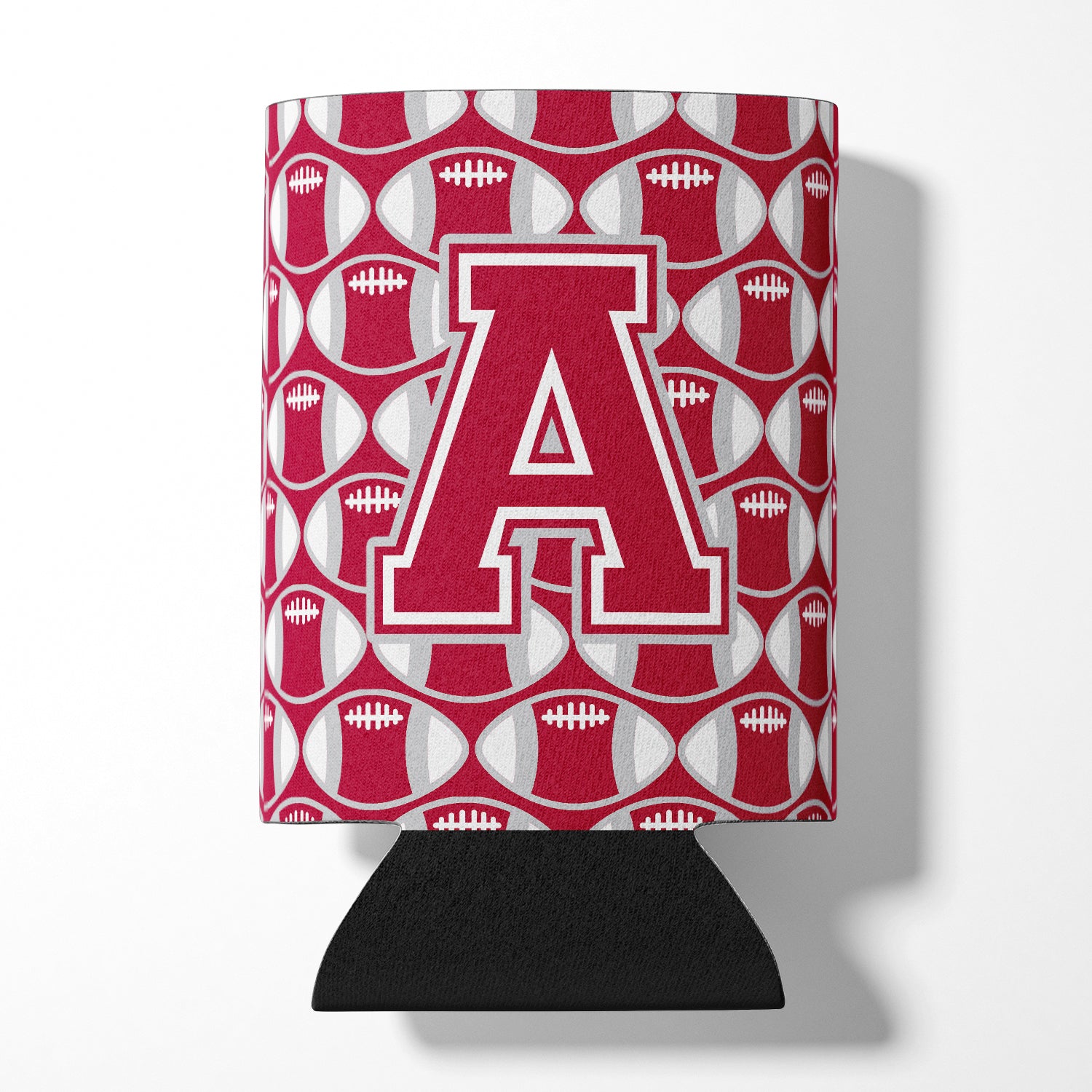Letter A Football Crimson, grey and white Can or Bottle Hugger CJ1065-ACC.