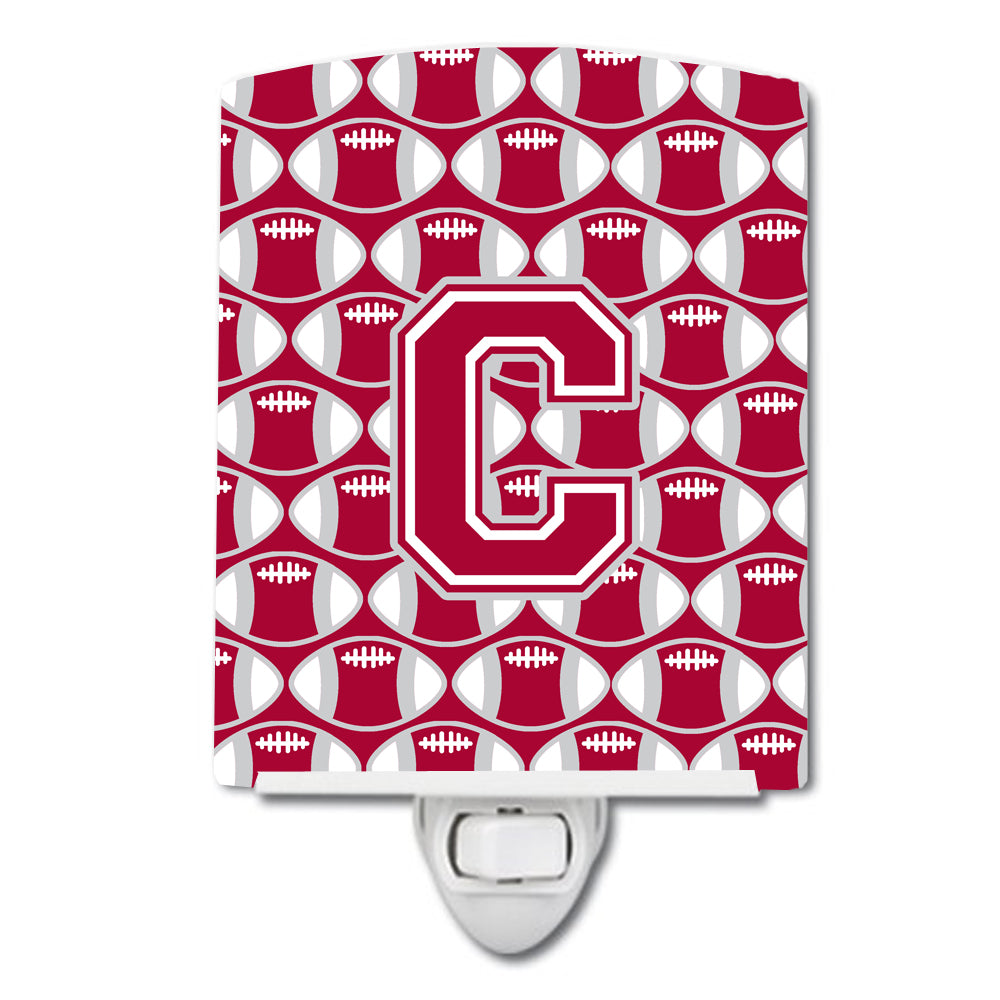 Letter C Football Crimson, grey and white Ceramic Night Light CJ1065-CCNL - the-store.com