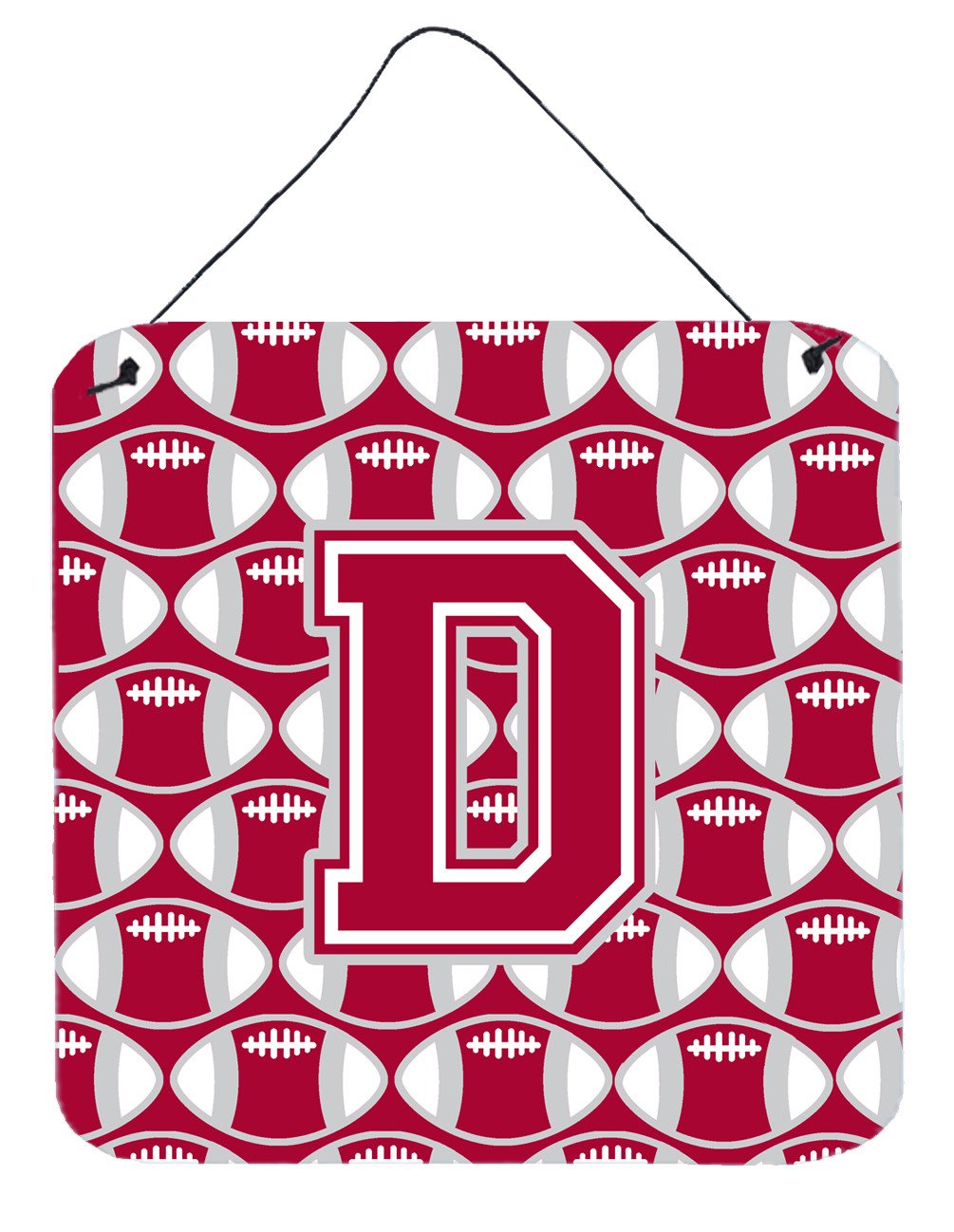 Letter D Football Crimson, grey and white Wall or Door Hanging Prints CJ1065-DDS66 by Caroline's Treasures