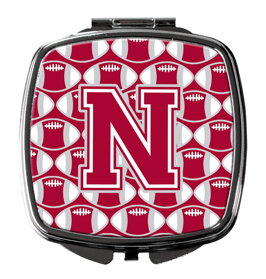 Letter N Football Crimson, grey and white Compact Mirror CJ1065-NSCM