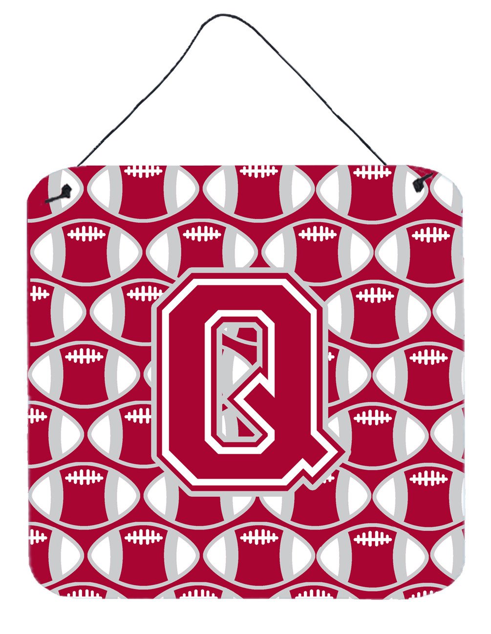 Letter Q Football Crimson, grey and white Wall or Door Hanging Prints CJ1065-QDS66 by Caroline's Treasures