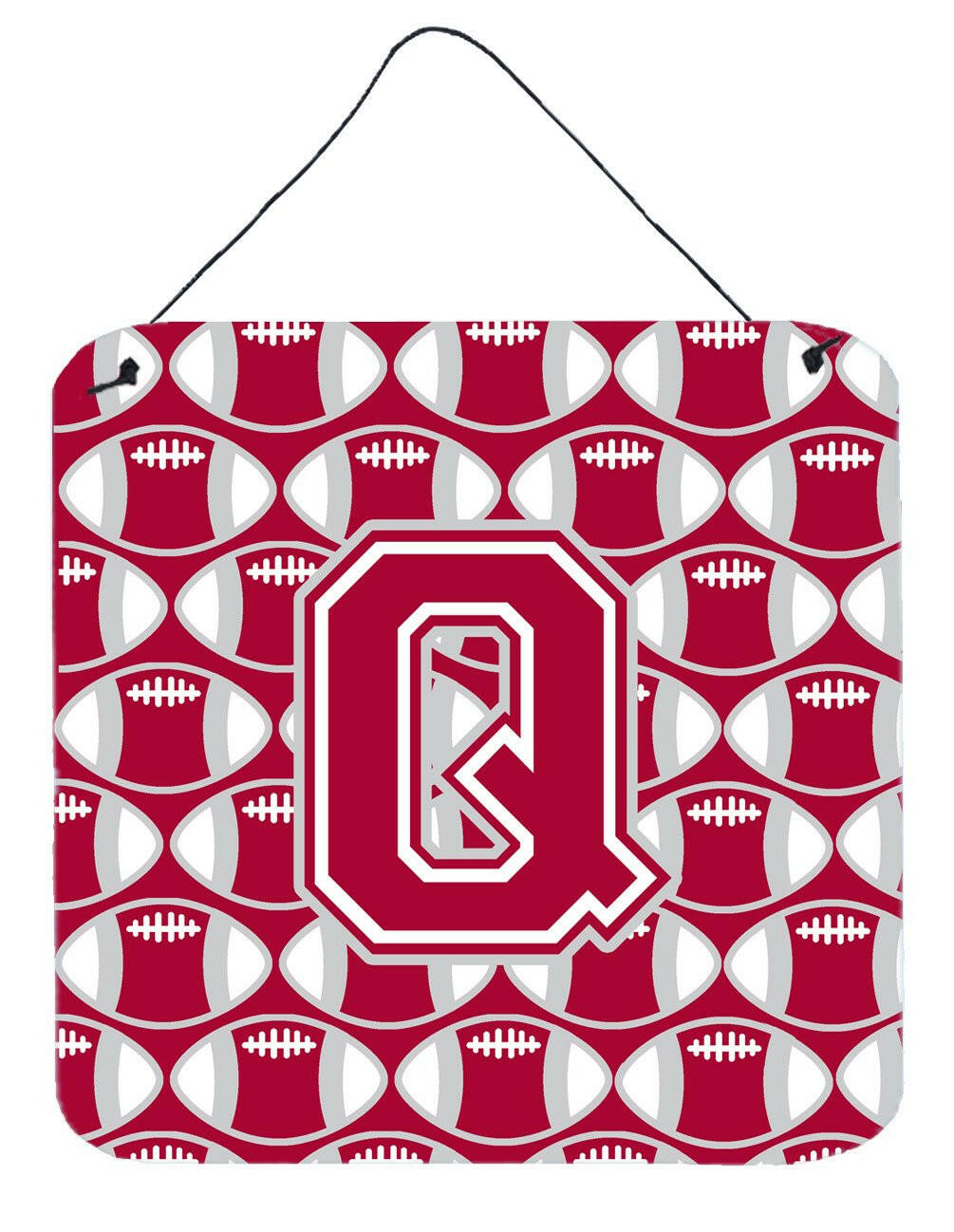 Letter Q Football Crimson, grey and white Wall or Door Hanging Prints CJ1065-QDS66 by Caroline's Treasures