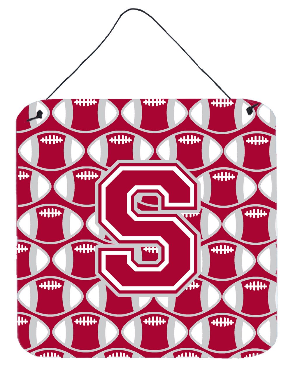 Letter S Football Crimson, grey and white Wall or Door Hanging Prints CJ1065-SDS66 by Caroline's Treasures