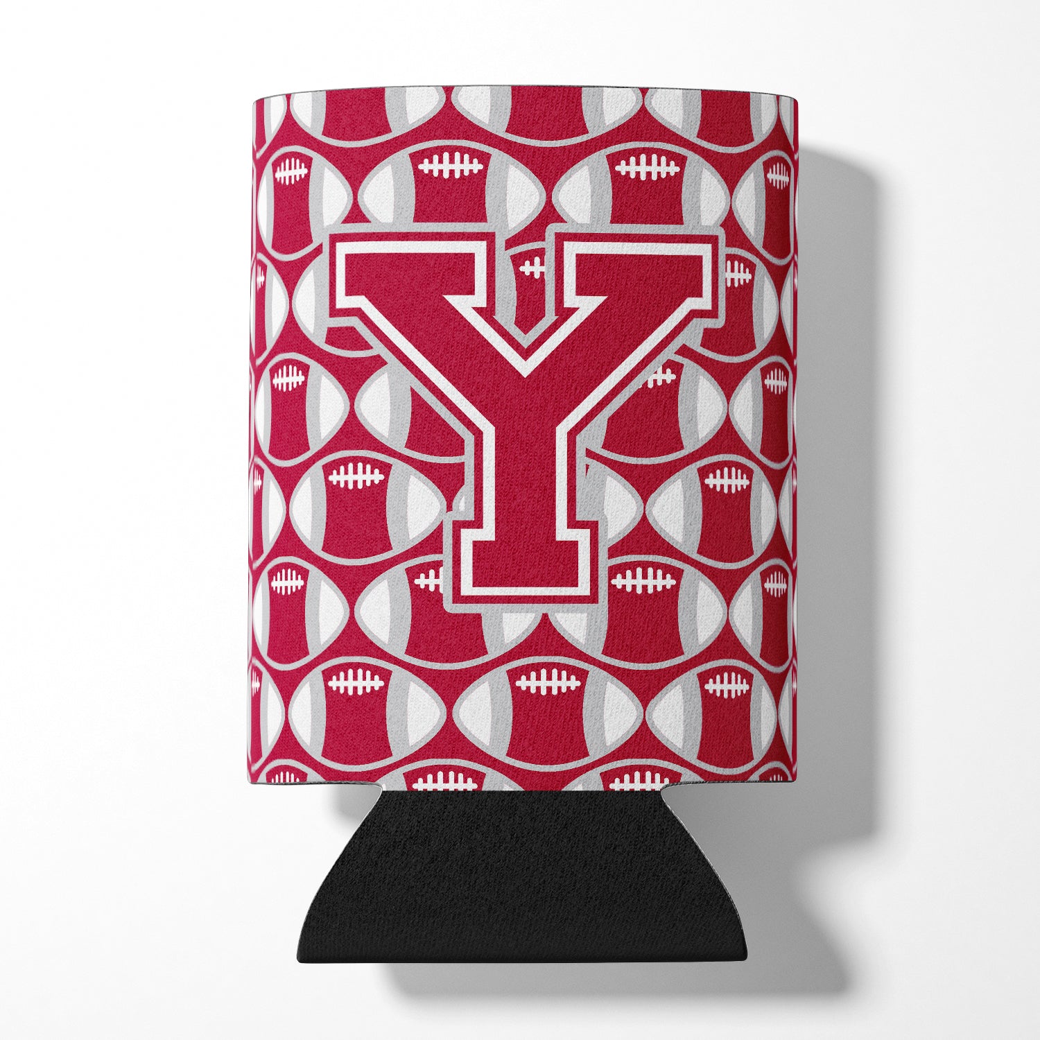 Letter Y Football Crimson, grey and white Can or Bottle Hugger CJ1065-YCC.