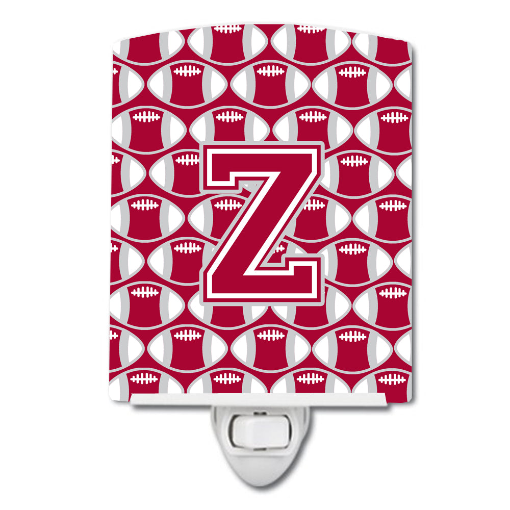 Letter Z Football Crimson, grey and white Ceramic Night Light CJ1065-ZCNL - the-store.com