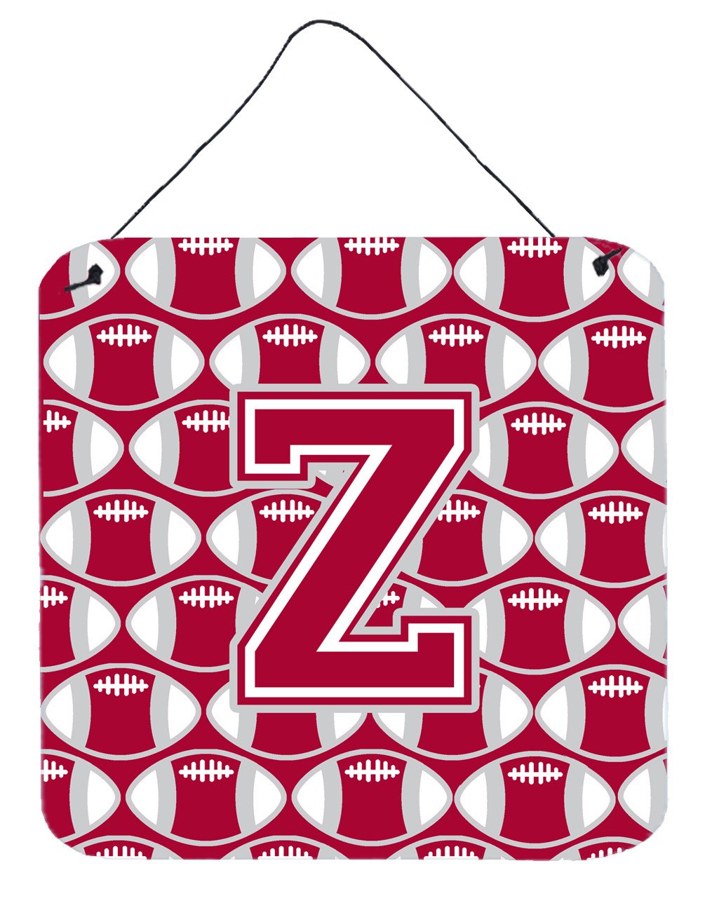 Letter Z Football Crimson, grey and white Wall or Door Hanging Prints CJ1065-ZDS66 by Caroline's Treasures