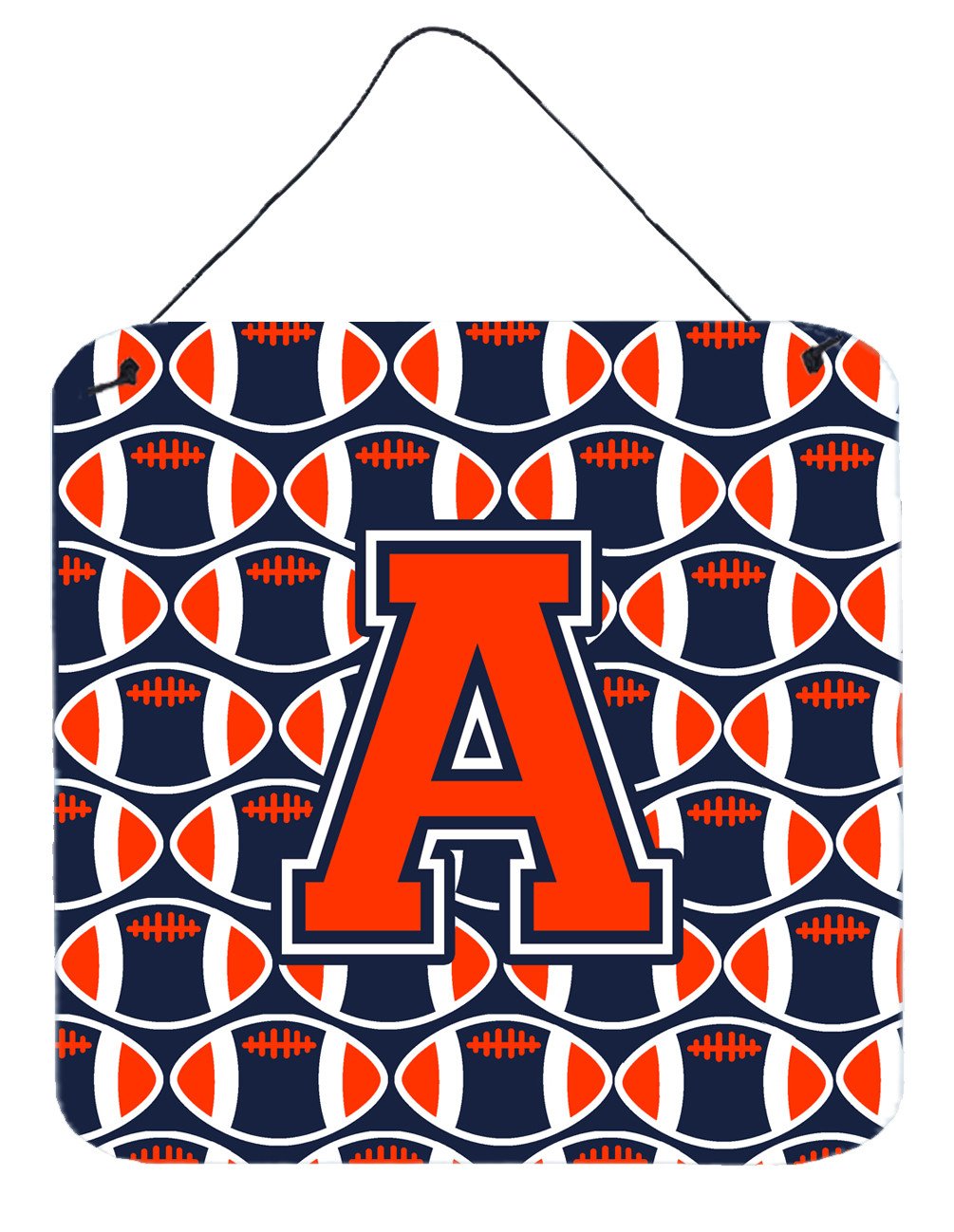 Letter A Football Orange, Blue and white Wall or Door Hanging Prints CJ1066-ADS66 by Caroline's Treasures