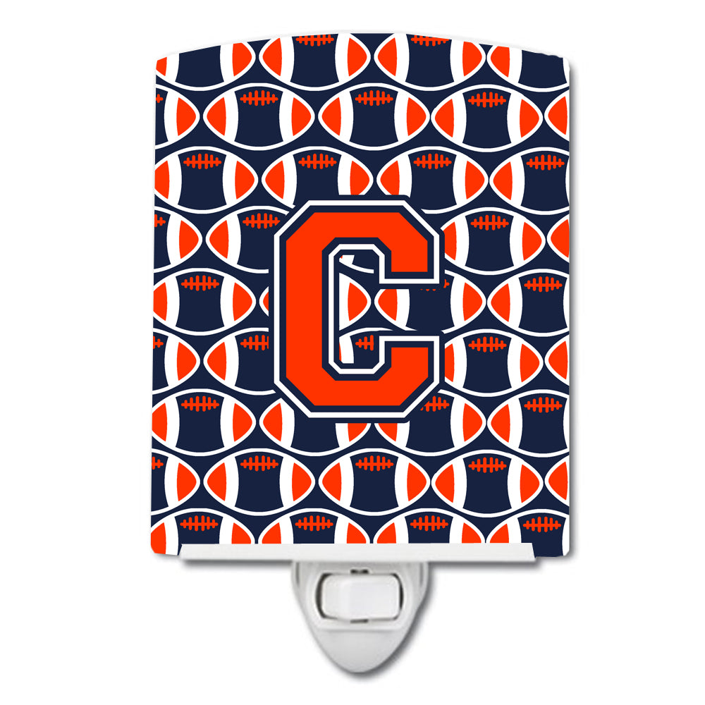 Letter C Football Orange, Blue and white Ceramic Night Light CJ1066-CCNL - the-store.com