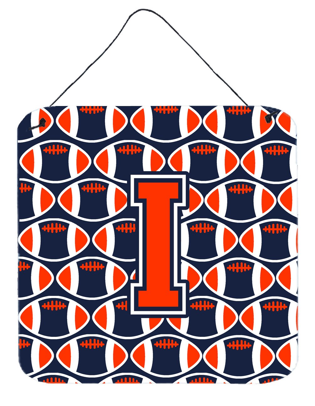 Letter I Football Orange, Blue and white Wall or Door Hanging Prints CJ1066-IDS66 by Caroline's Treasures