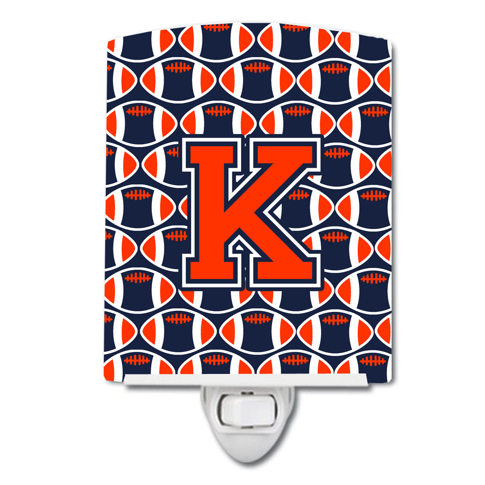 Letter K Football Orange, Blue and white Ceramic Night Light CJ1066-KCNL - the-store.com