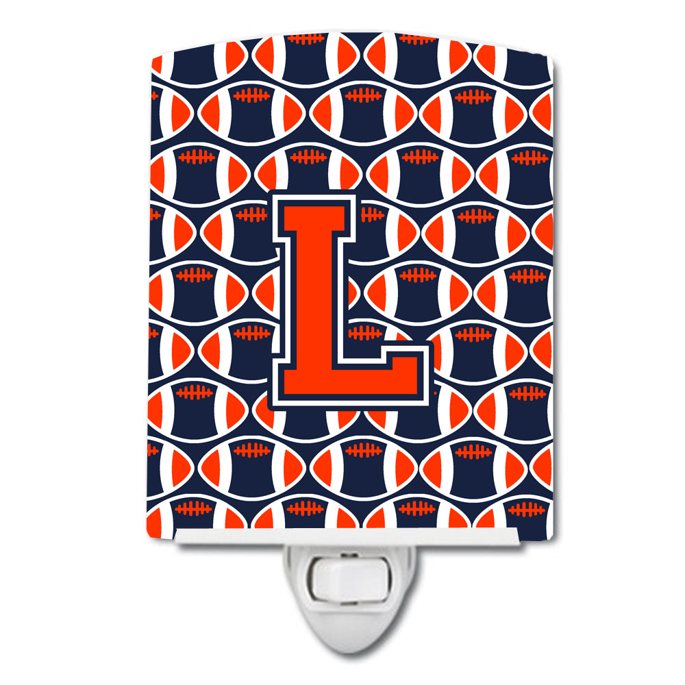 Letter L Football Orange, Blue and white Ceramic Night Light CJ1066-LCNL - the-store.com