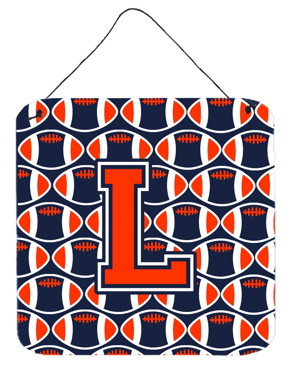 Letter L Football Orange, Blue and white Wall or Door Hanging Prints CJ1066-LDS66 by Caroline's Treasures
