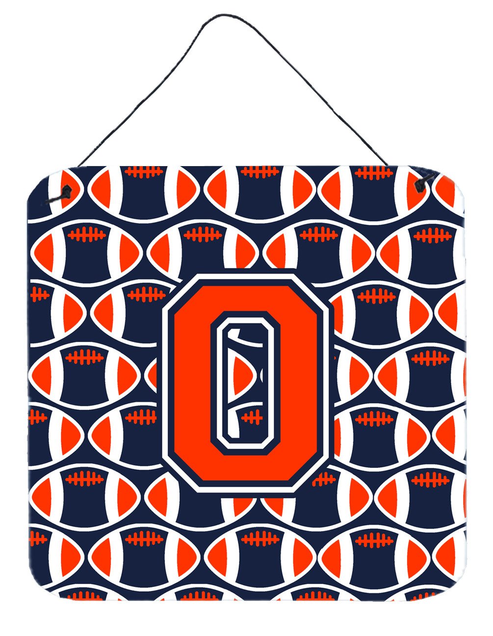 Letter O Football Orange, Blue and white Wall or Door Hanging Prints CJ1066-ODS66 by Caroline's Treasures