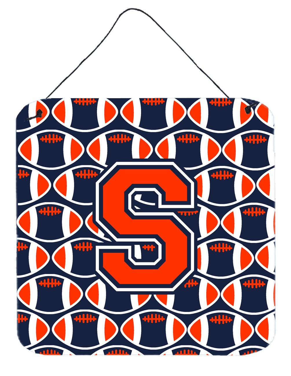 Letter S Football Orange, Blue and white Wall or Door Hanging Prints CJ1066-SDS66 by Caroline's Treasures