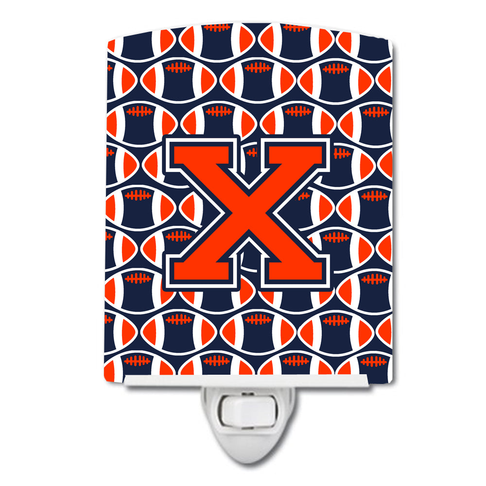 Letter X Football Orange, Blue and white Ceramic Night Light CJ1066-XCNL - the-store.com