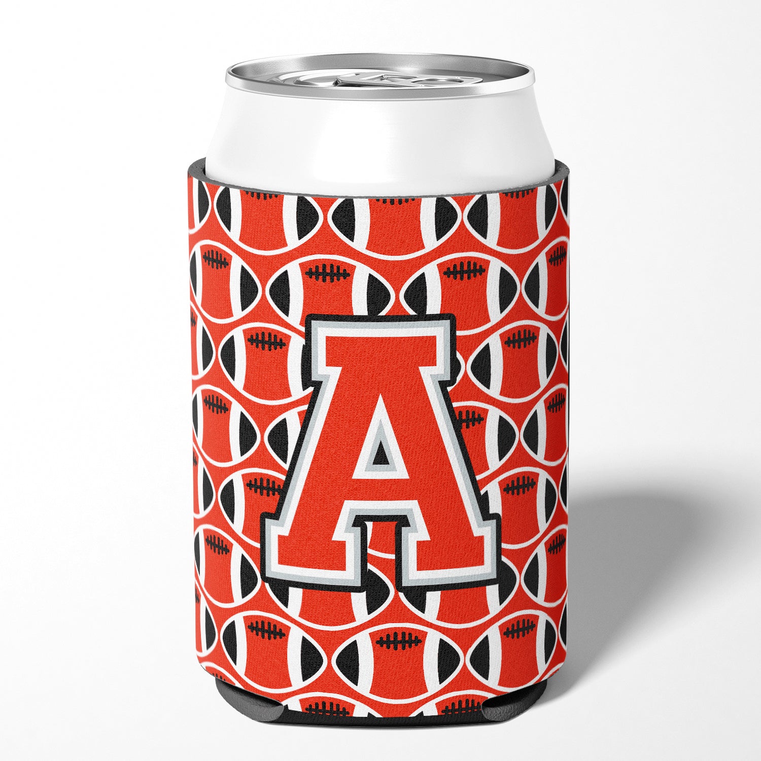 Letter A Football Scarlet and Grey Can or Bottle Hugger CJ1067-ACC.
