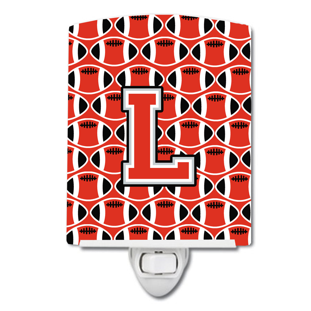 Letter L Football Scarlet and Grey Ceramic Night Light CJ1067-LCNL - the-store.com